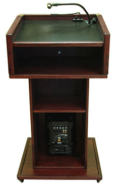 PS 1200 Lectern or Podium Back View with Light, Mic Holder and Sound System